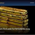 10 factors สำคัญที่จะมีผลต่อทองคำในปี 2019