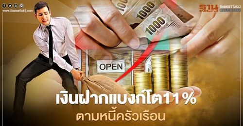 เงินฝากแบงก์โต11%ตามหนี้ครัวเรือน